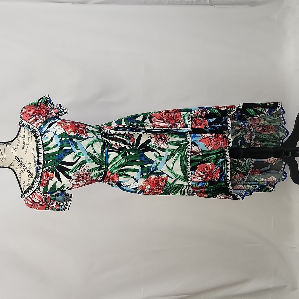 Flying Tomato High-Low Tropical Square Neck Dress, Small